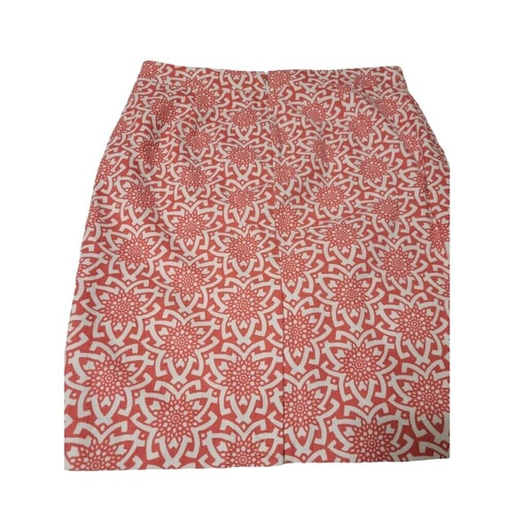 J. Crew Coral White Pencil Skirt Knee Length Slit in Back Lined Zips Sz 4 - Picture 10 of 10